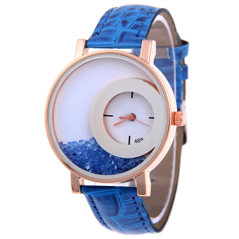 Amazon Explosion Brand, Europe And America Hot Fashion Quartz Watches 489 Full Drilling Quicksand Female Watches Female Dujana147