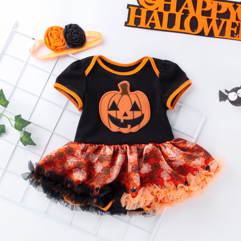 Halloween Pumpkin Short Sleeve Romper Dujana147