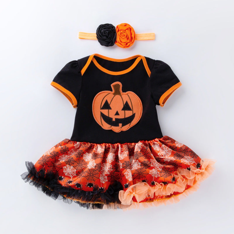 Halloween Pumpkin Short Sleeve Romper Dujana147