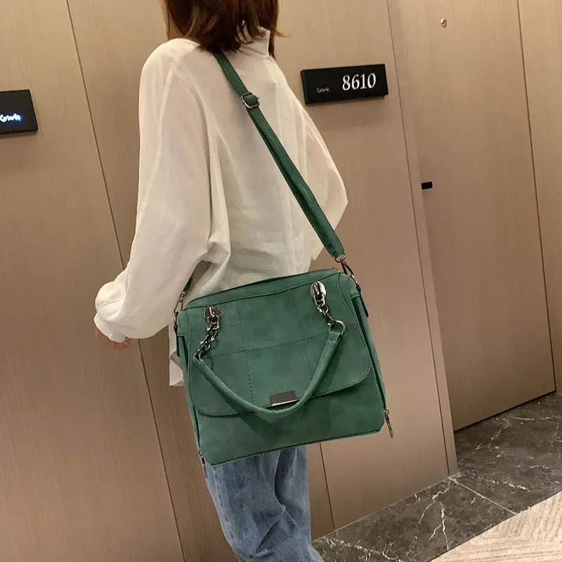 Matte Women  Scrub Female Shoulder Bags Large Capacity Matcha Green PU Leather Lady Totes Boston Bag for Travel Hand Bags Dujana147