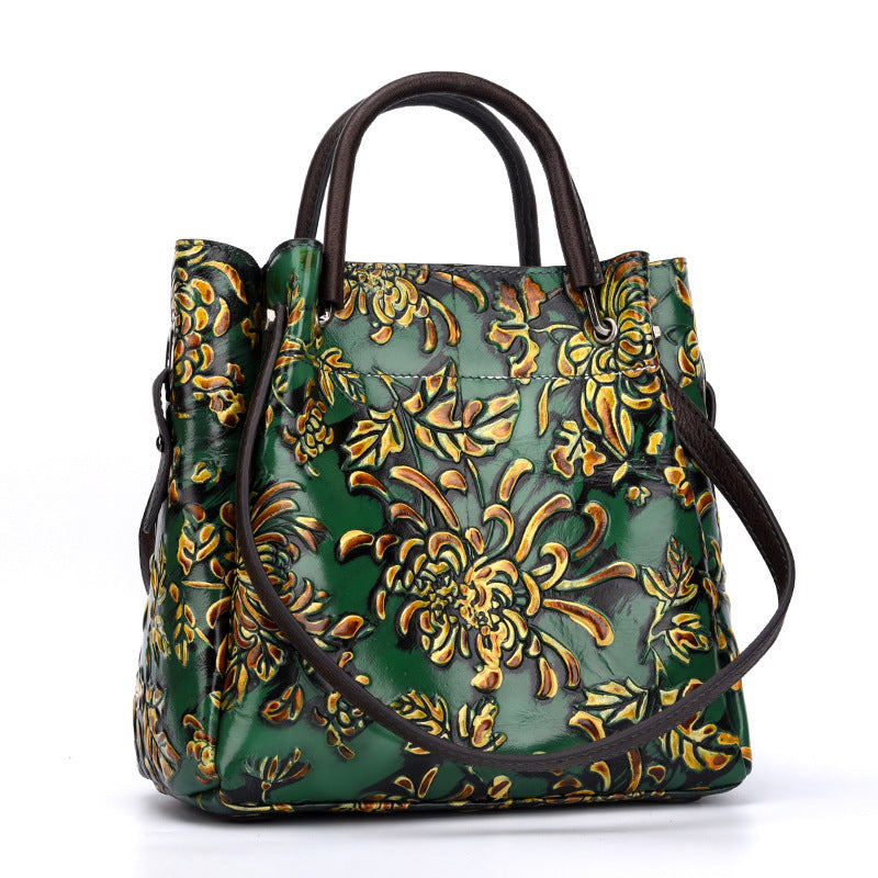 Trendy Women's Bags Three-dimensional Embossed Women's Messenger Bag First Layer Cowhide Bag Dujana147