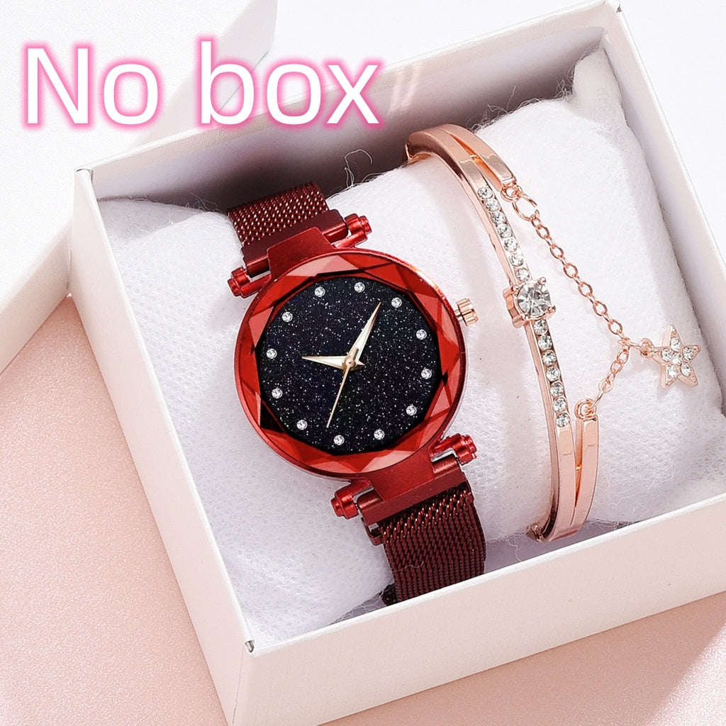 Luxury Women Watches Bracelet Set Fashion Elegant Magnet Buckle Ladies Starry Sky Watch Set Relogio Dujana147