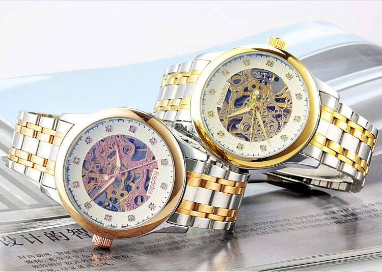 New Foreign Trade Luminous Mechanical Watches, Automatic Hollowing, Men's Fashion Trend, Steel Machinery Watches Dujana147
