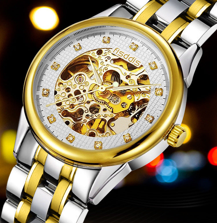 New Foreign Trade Luminous Mechanical Watches, Automatic Hollowing, Men's Fashion Trend, Steel Machinery Watches Dujana147
