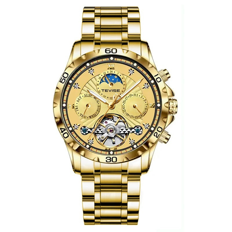 Fashion Business Men's Waterproof Tourbillon Steel Belt Mechanical Watch Dujana147