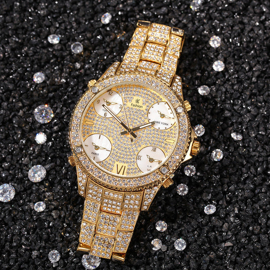 New Full Diamond Large Dial Hip-hop Men's Watches Dujana147