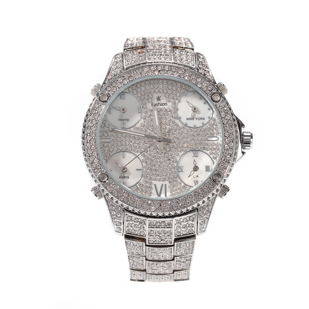 New Full Diamond Large Dial Hip-hop Men's Watches Dujana147