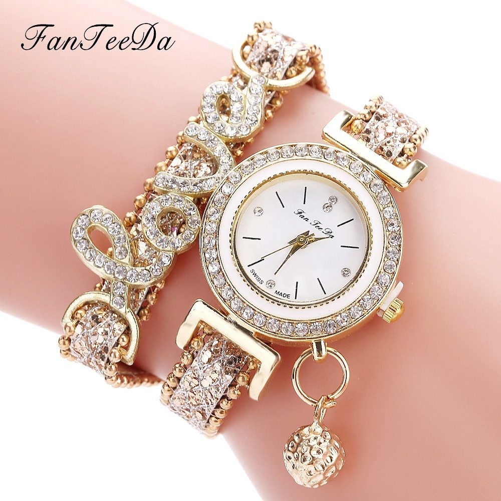 FanTeeDa Brand Women Bracelet Watches Ladies Watch Rhinestones Clock Womens Fashion Dress Wristwatch Relogio Feminino Gift Dujana147