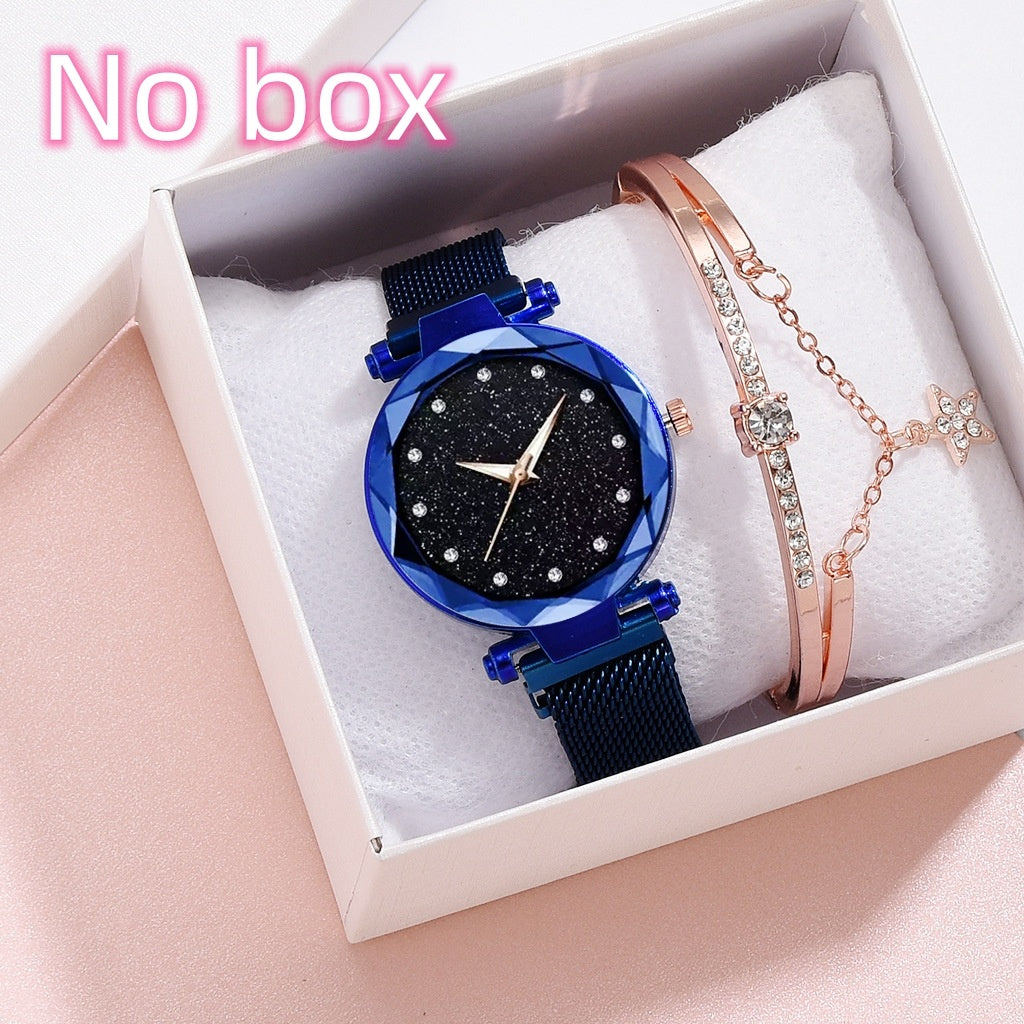 Luxury Women Watches Bracelet Set Fashion Elegant Magnet Buckle Ladies Starry Sky Watch Set Relogio Dujana147