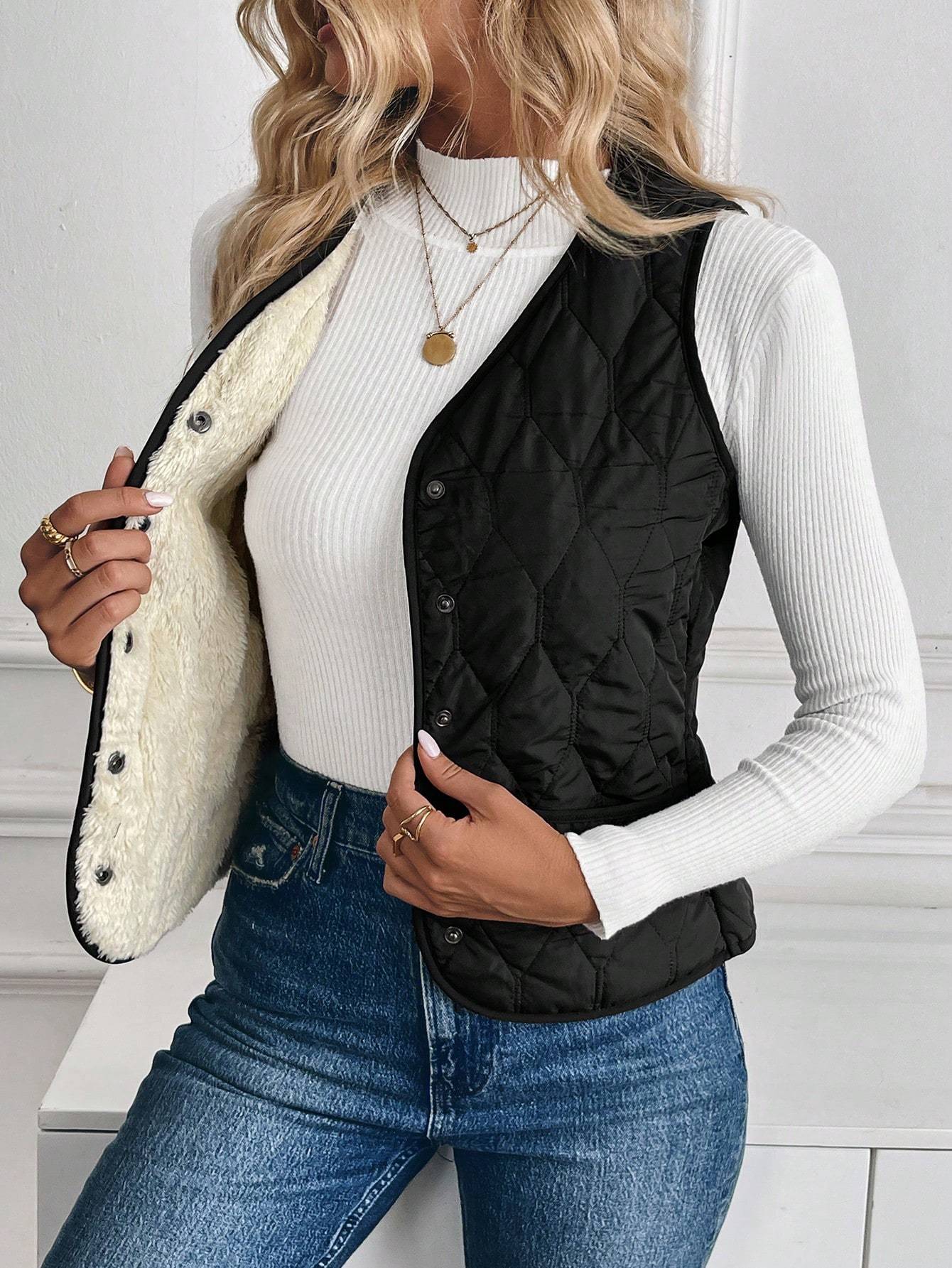 Plush Lining Padded Vest Winter Clothes Acket