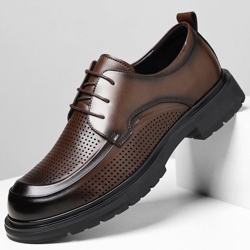 Hollow Leather Shoes Men's Plus Size Low-top Business