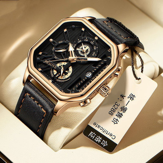 Men's Fashion Hollowed-out Waterproof Luminous Square Watch Dujana147