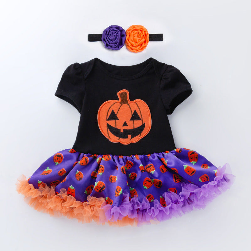Halloween Pumpkin Short Sleeve Romper Dujana147