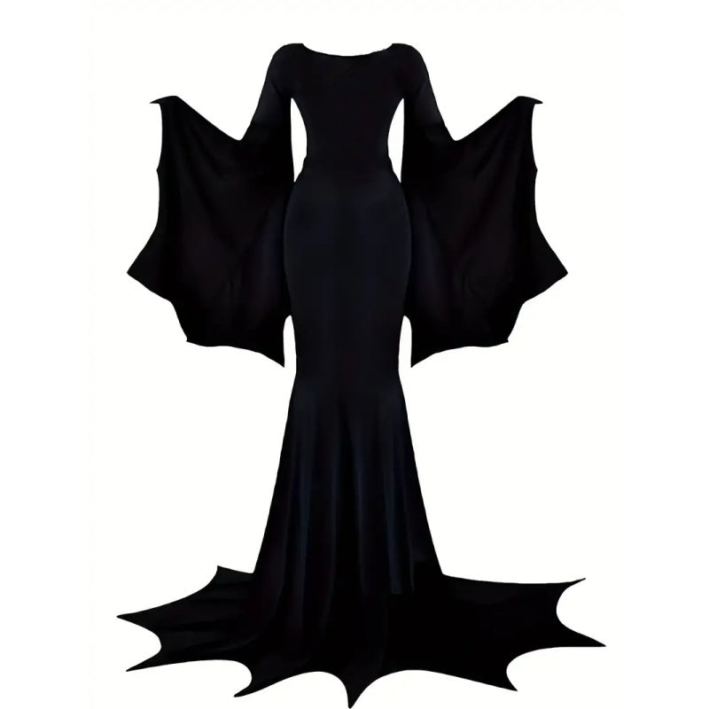 Black Costume Womens Gothic Witch Bat Sleeve Dress Halloween Cosplay Costumes Vintage Carnival Party Outfit Dujana147