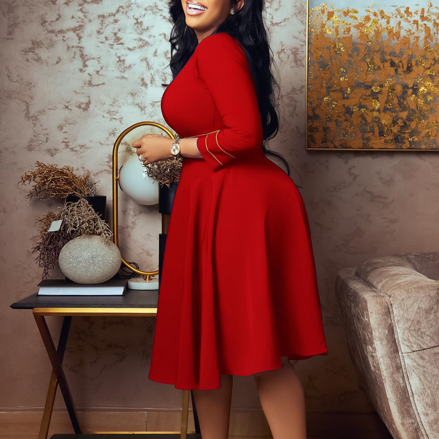 African Plus Size Women's Clothes Short Sleeve Stand Collar Fashion Party