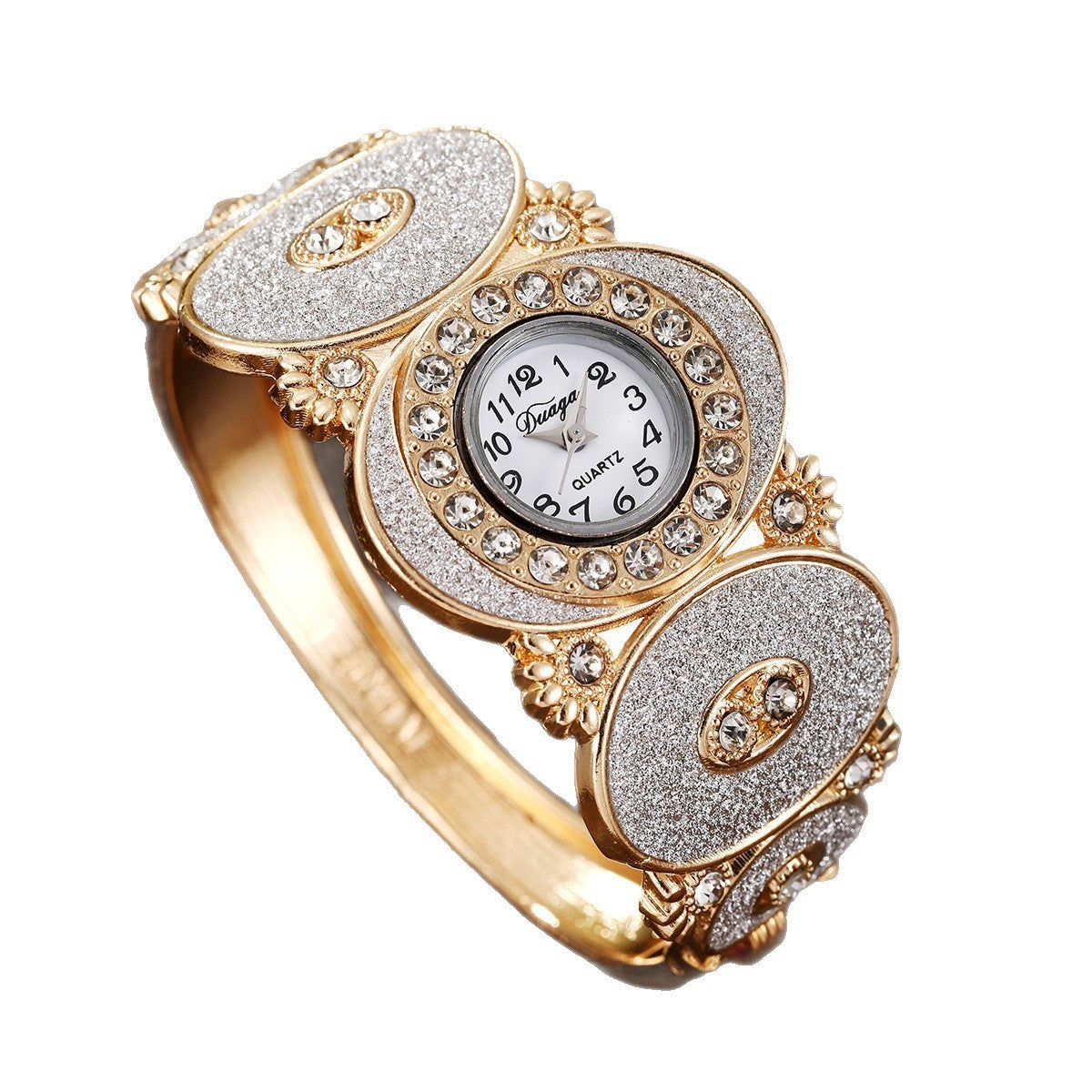 Oval Diamond Decoration Bangle Flower And Leaf Diamond Women's Quartz Watch Dujana147
