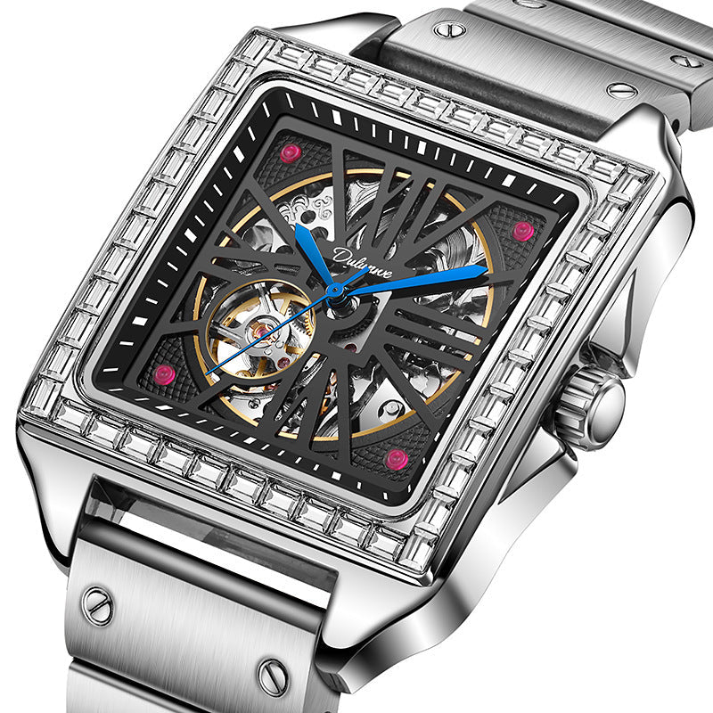 New Square Diamond-studded Design Automatic Watch Dujana147