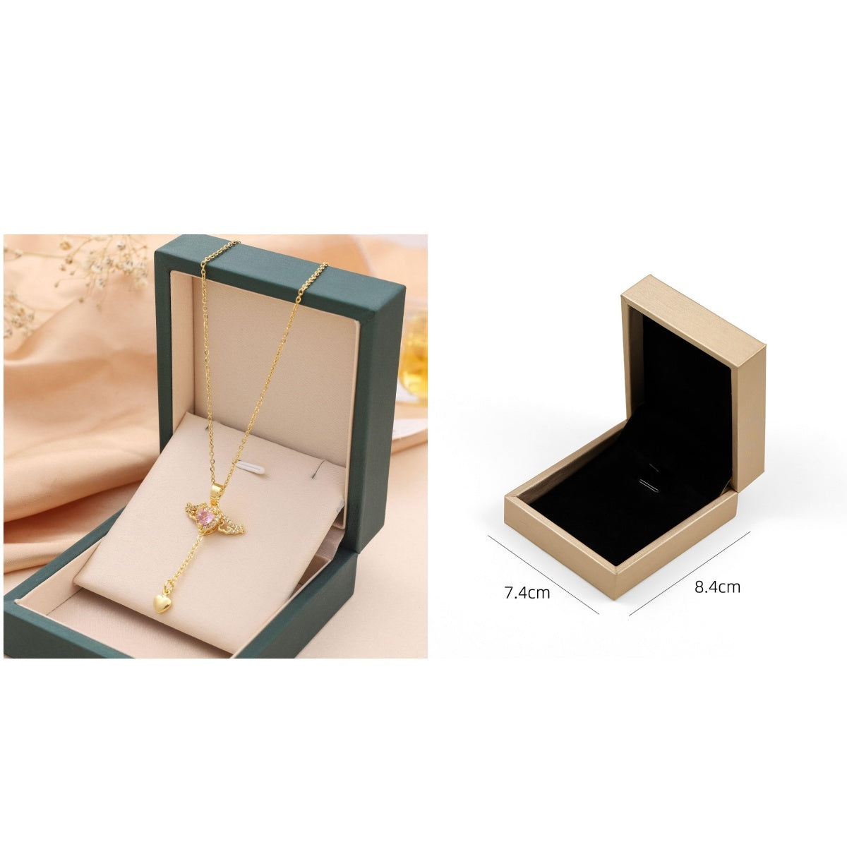 Moving Cupid Heart Angel Wings Tassel Necklace With Crystal Clavicle Chain Women Jewelry Gift Valentine's Day Dujana147