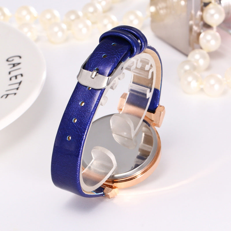 Peach Heart Rhinestone Big Number Belt Female Watch Dujana147