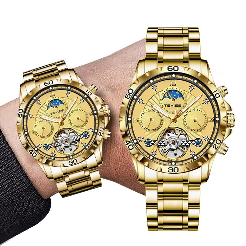 Fashion Business Men's Waterproof Tourbillon Steel Belt Mechanical Watch Dujana147