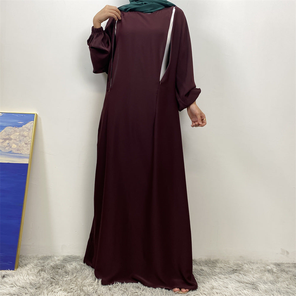 Fashion Nursing Clothes Muslim Long Sleeve Slim Fit Dress