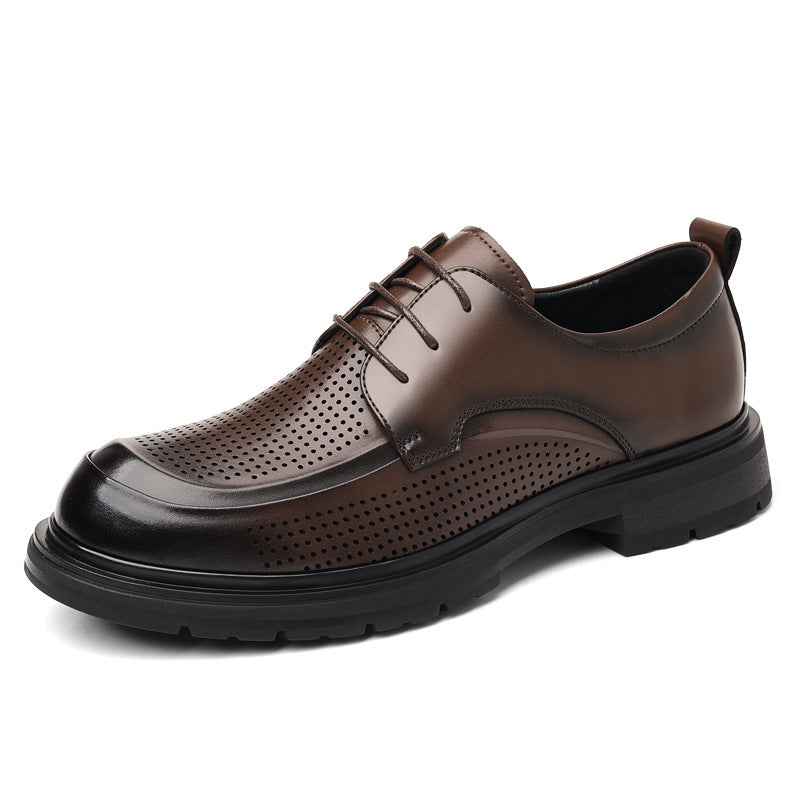 Hollow Leather Shoes Men's Plus Size Low-top Business