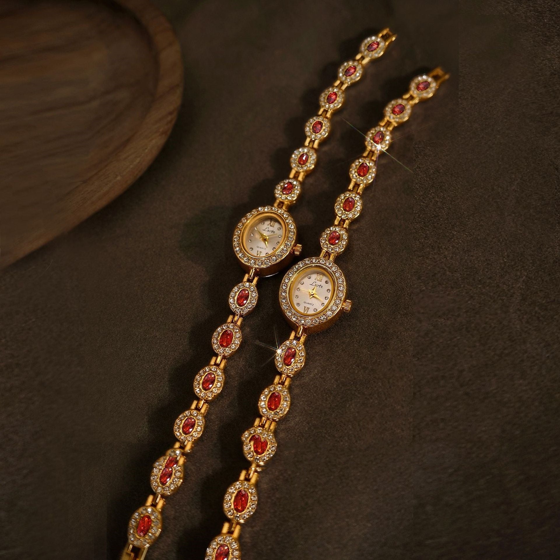 Women's Mid-ancient Oval Colorful Treasure Rainbow Light Luxury Watch Dujana147