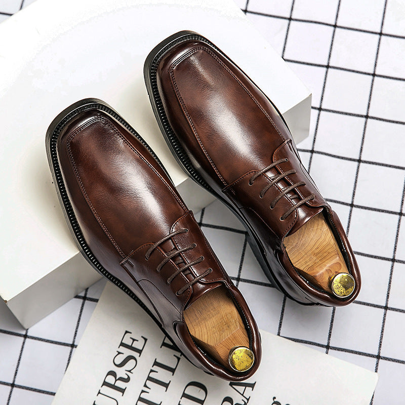 Low-top Square Toe Men's Business Casual Fashion Leather Shoes