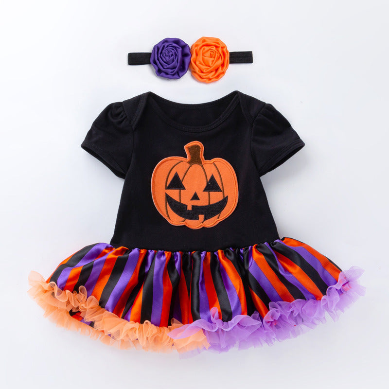 Halloween Pumpkin Short Sleeve Romper Dujana147