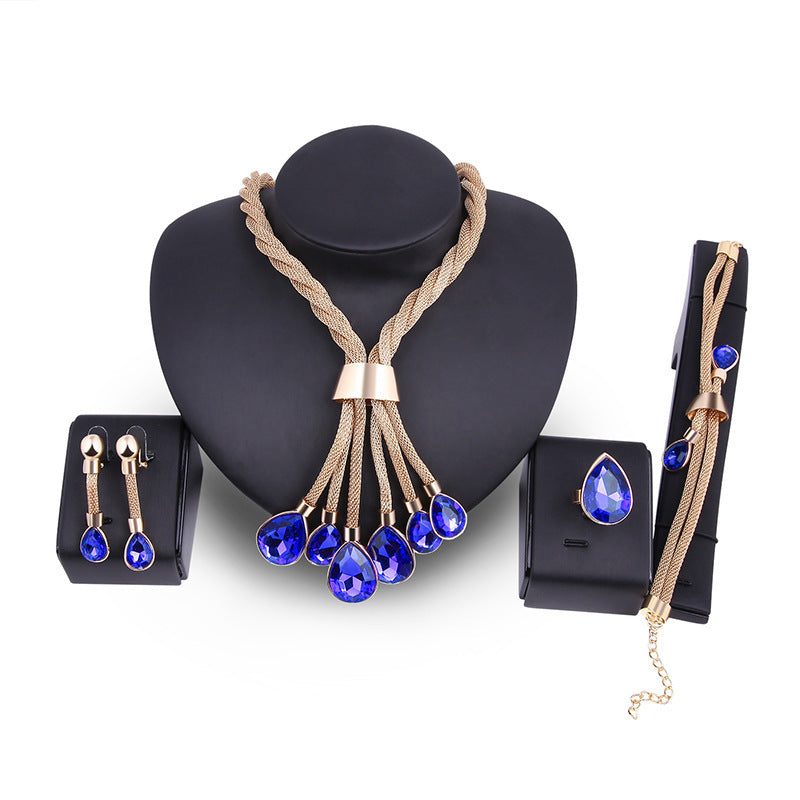 Necklac Earrings Jewellery Set Four-piece Gilded Dujana147