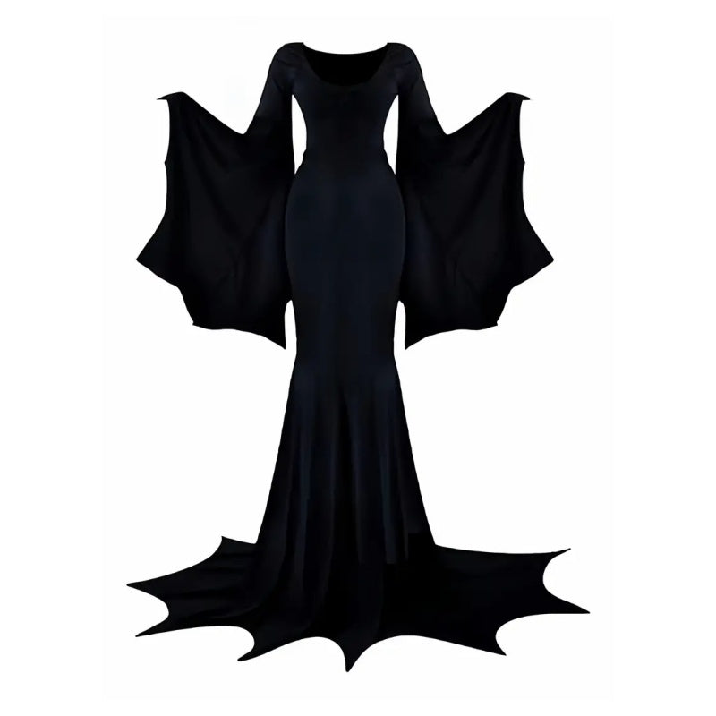 Black Costume Womens Gothic Witch Bat Sleeve Dress Halloween Cosplay Costumes Vintage Carnival Party Outfit Dujana147