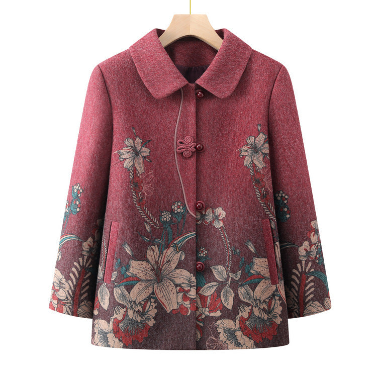 Middle-aged And Elderly Fashionable Early Autumn Coat Women's Lapel Autumn Clothes