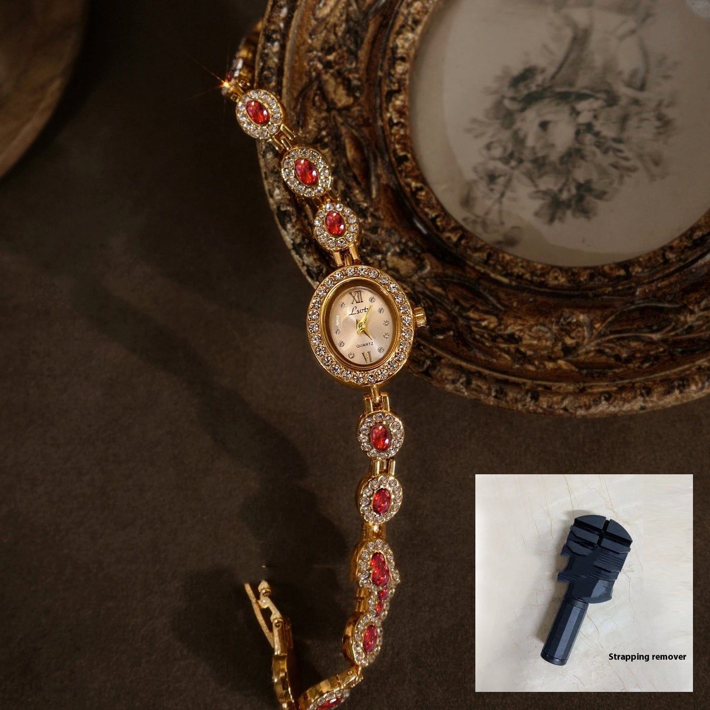 Women's Mid-ancient Oval Colorful Treasure Rainbow Light Luxury Watch Dujana147