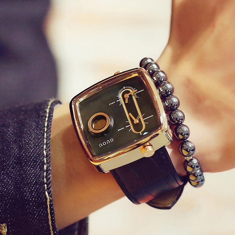 Double Movement Men's Watch Square Belt Men's Watch Fashion Handsome Trendy Men's Quartz Belt Watch Men Dujana147