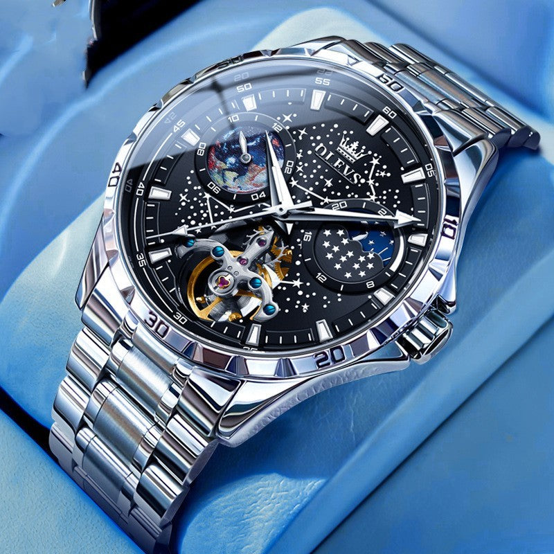Fashion Starry Sky Mechanical Watch Business Hollow Waterproof Men Dujana147