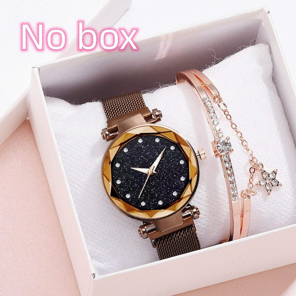 Luxury Women Watches Bracelet Set Fashion Elegant Magnet Buckle Ladies Starry Sky Watch Set Relogio Dujana147