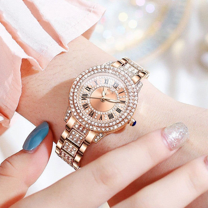Exquisite And Elegant Sparkling Quartz Watch With Diamonds Dujana147