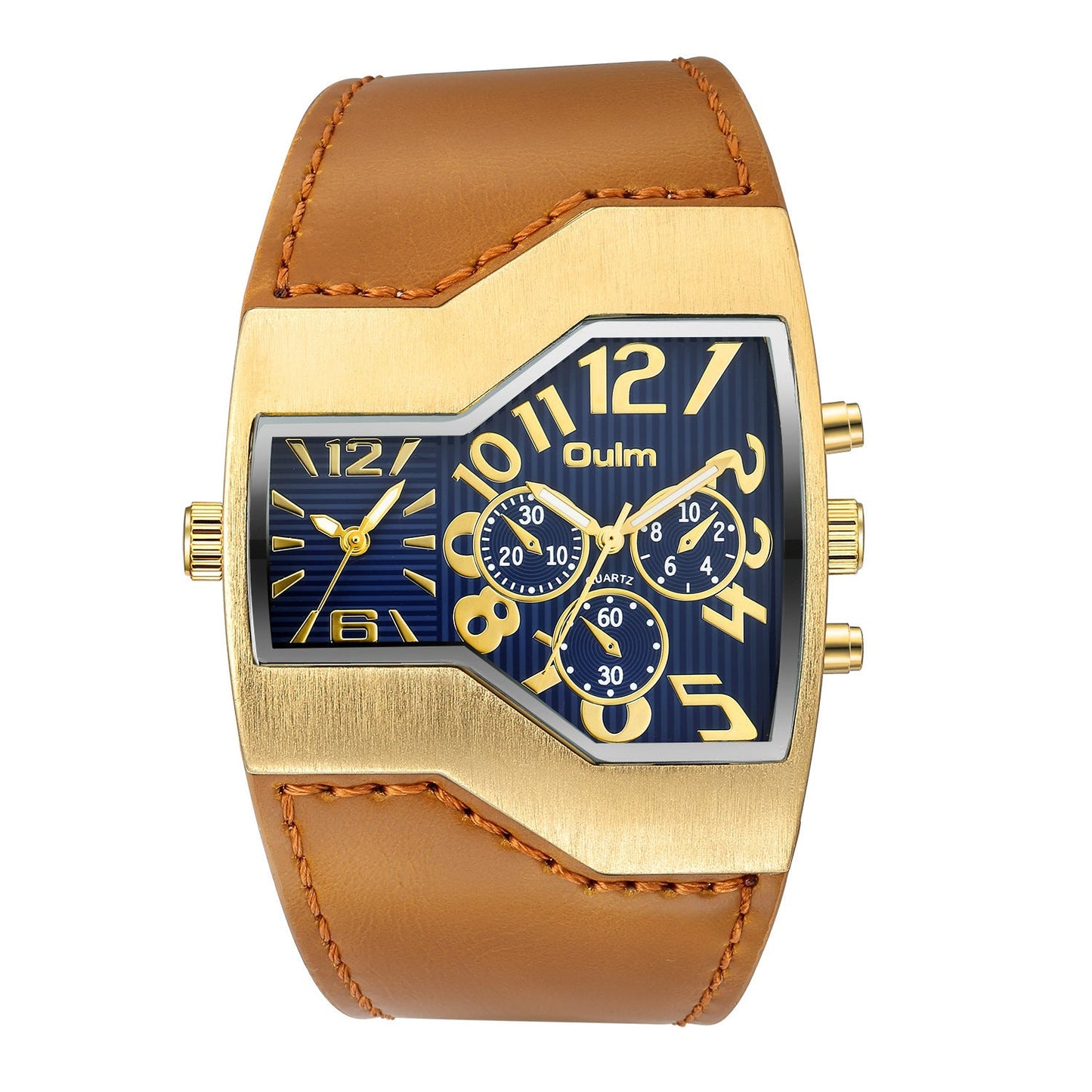 Premium Belt Large Dial Gold Men's Watch Dujana147