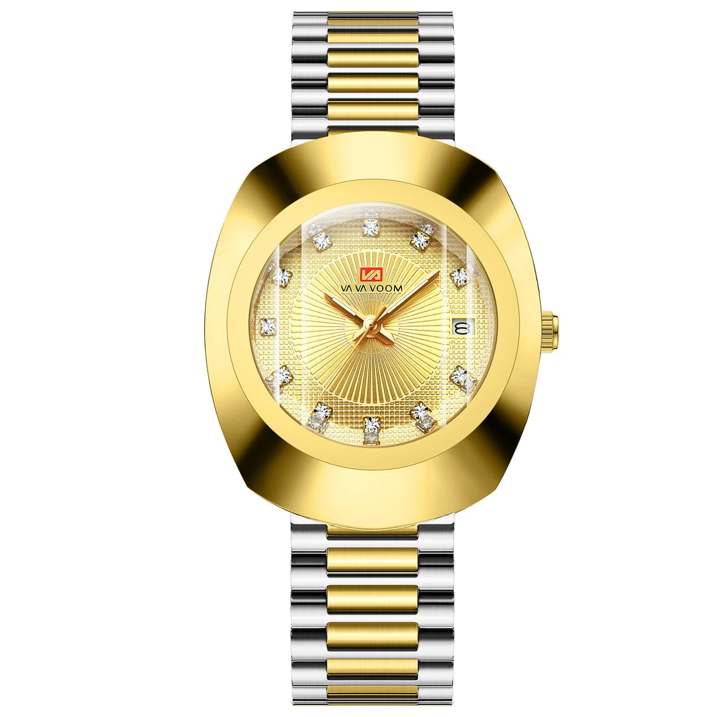 Couple Quartz Watch Yellow Gold Diamond Waterproof Steel Belt Watch Dujana147