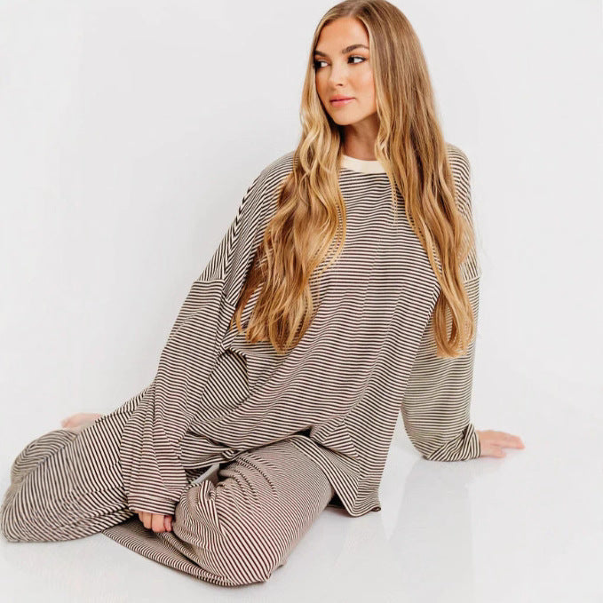 Striped Casual Home Clothes Pajamas Set
