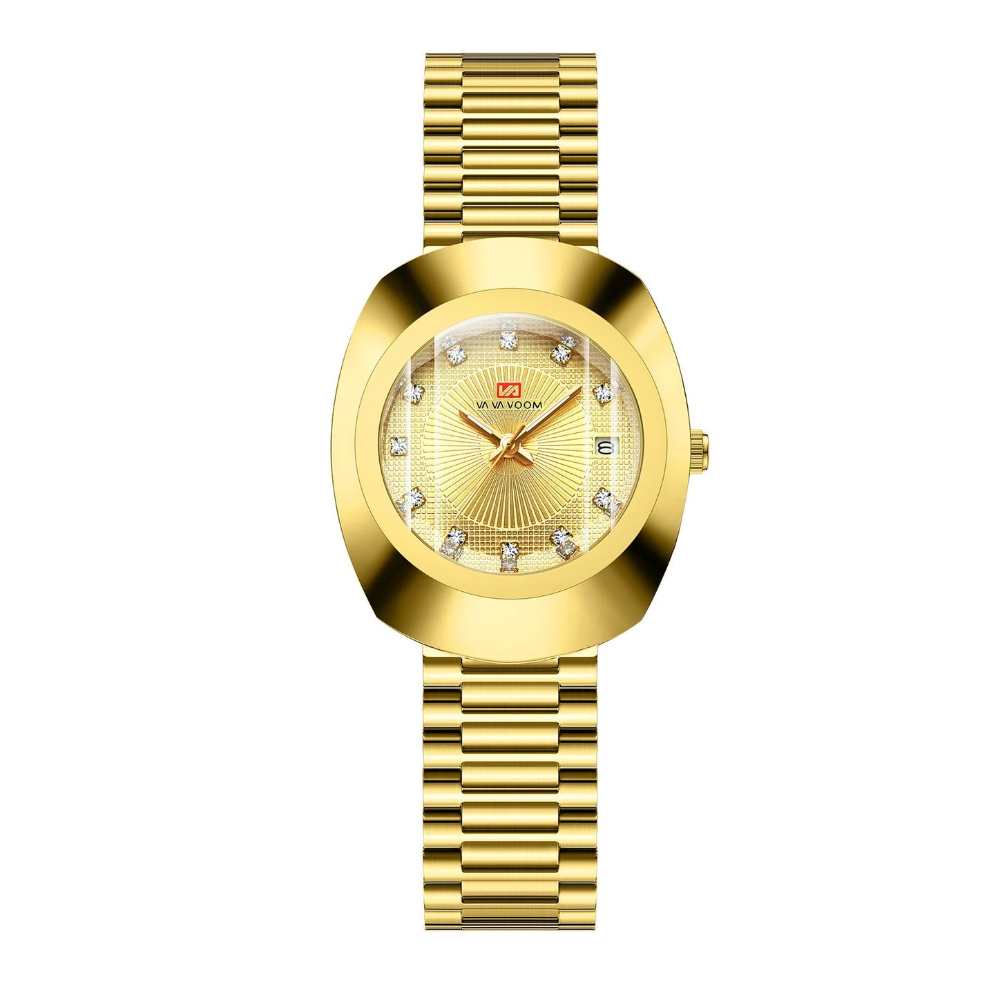 Couple Quartz Watch Yellow Gold Diamond Waterproof Steel Belt Watch Dujana147