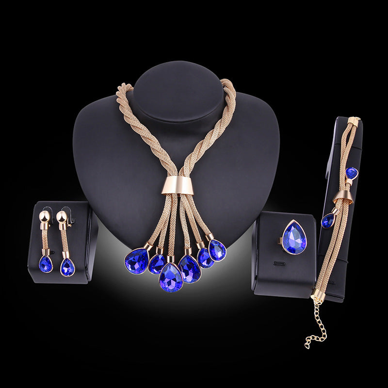 Necklac Earrings Jewellery Set Four-piece Gilded Dujana147