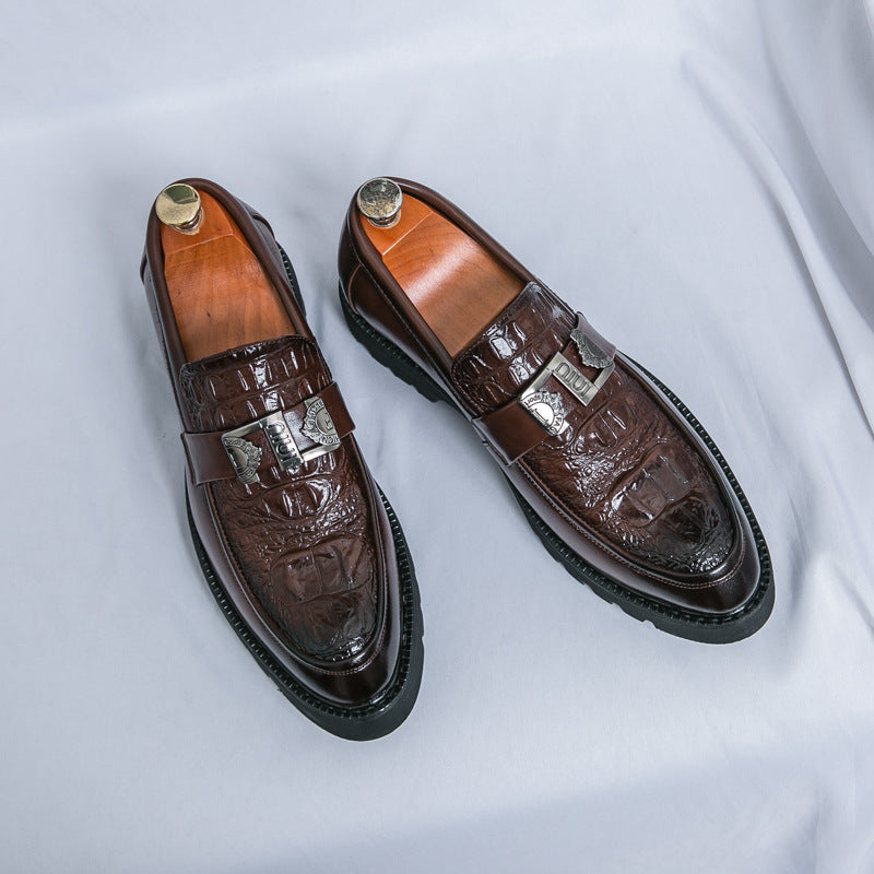 Thick Bottom Slip-on Business Casual Leather Shoes