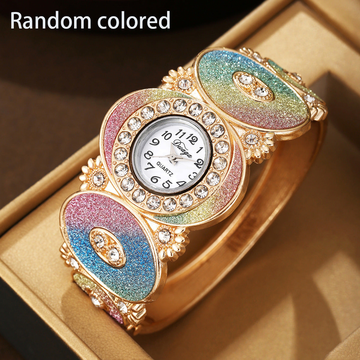 Oval Diamond Decoration Bangle Flower And Leaf Diamond Women's Quartz Watch Dujana147