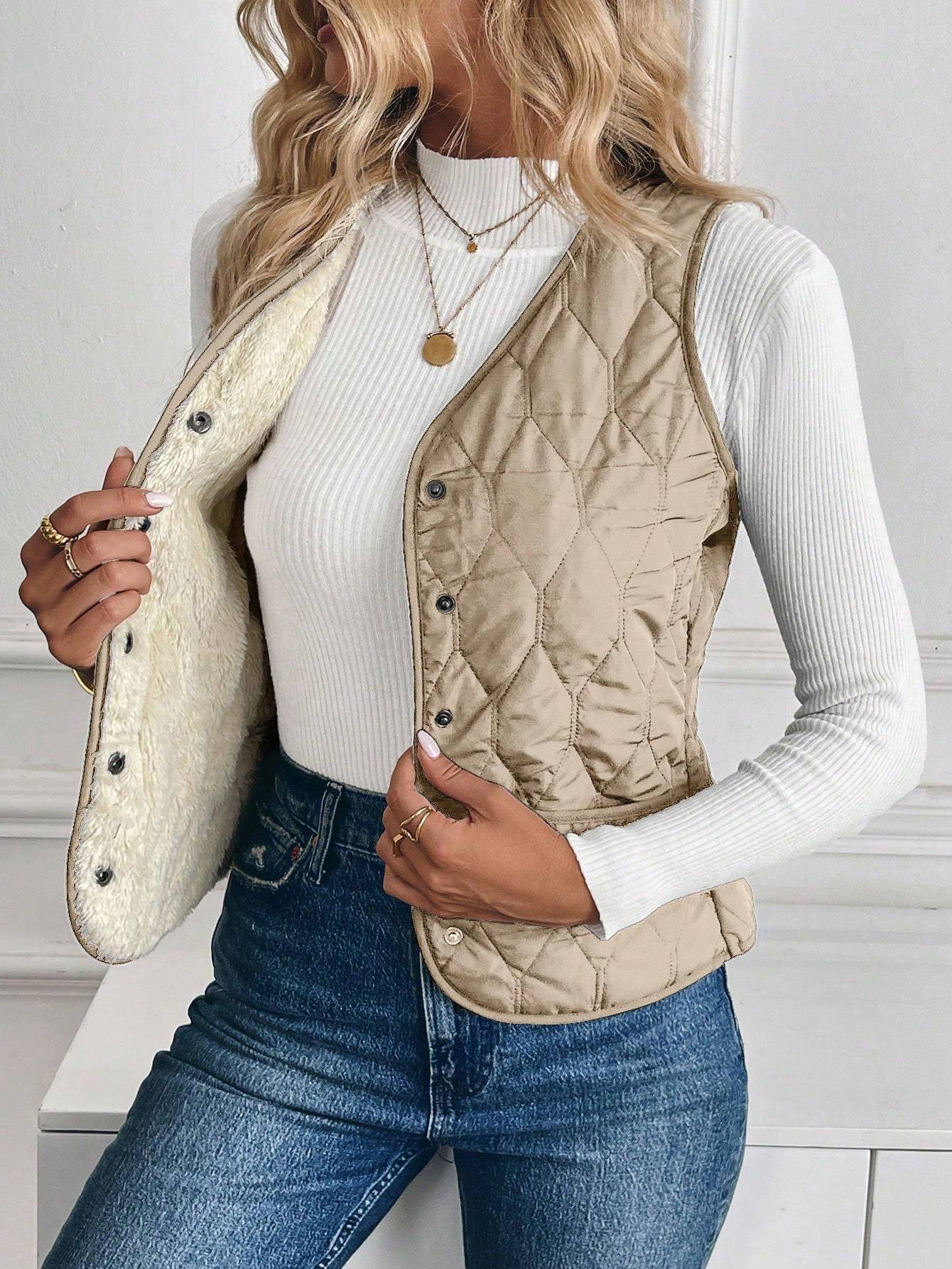Plush Lining Padded Vest Winter Clothes Acket