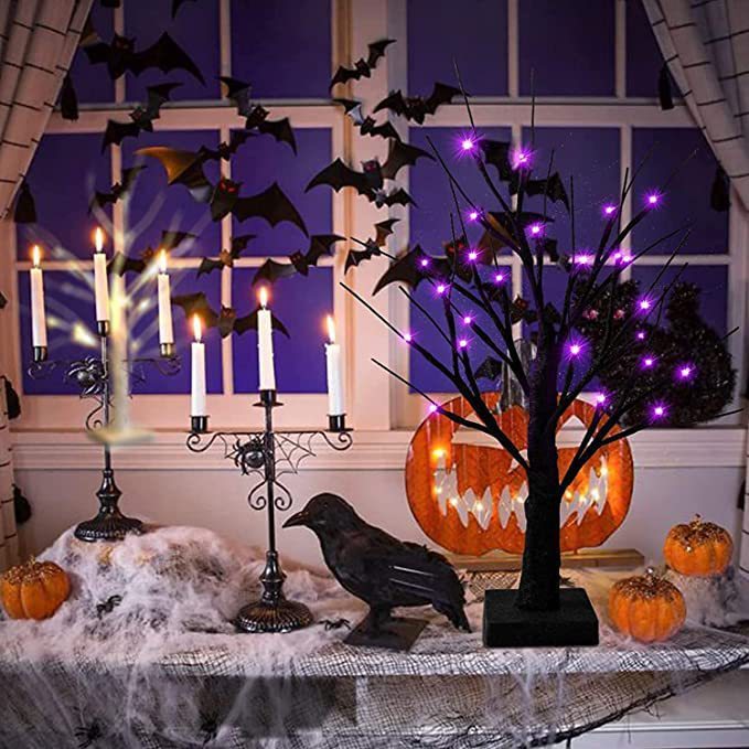 LED Simulation Purple Tree Light Halloween Thanksgiving Decoration Dujana147