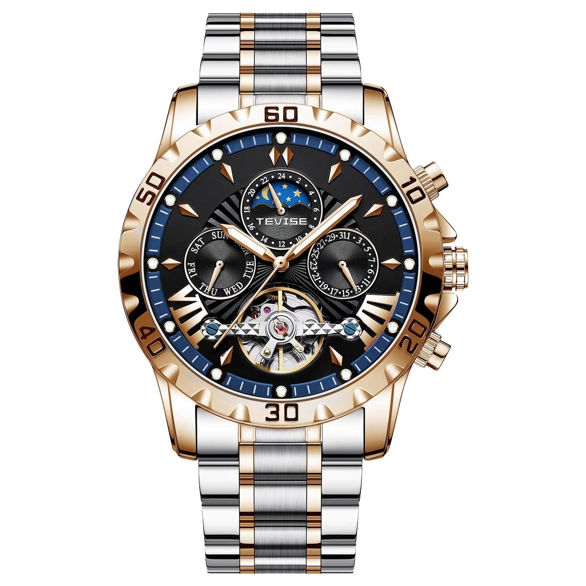 Fashion Business Men's Waterproof Tourbillon Steel Belt Mechanical Watch Dujana147