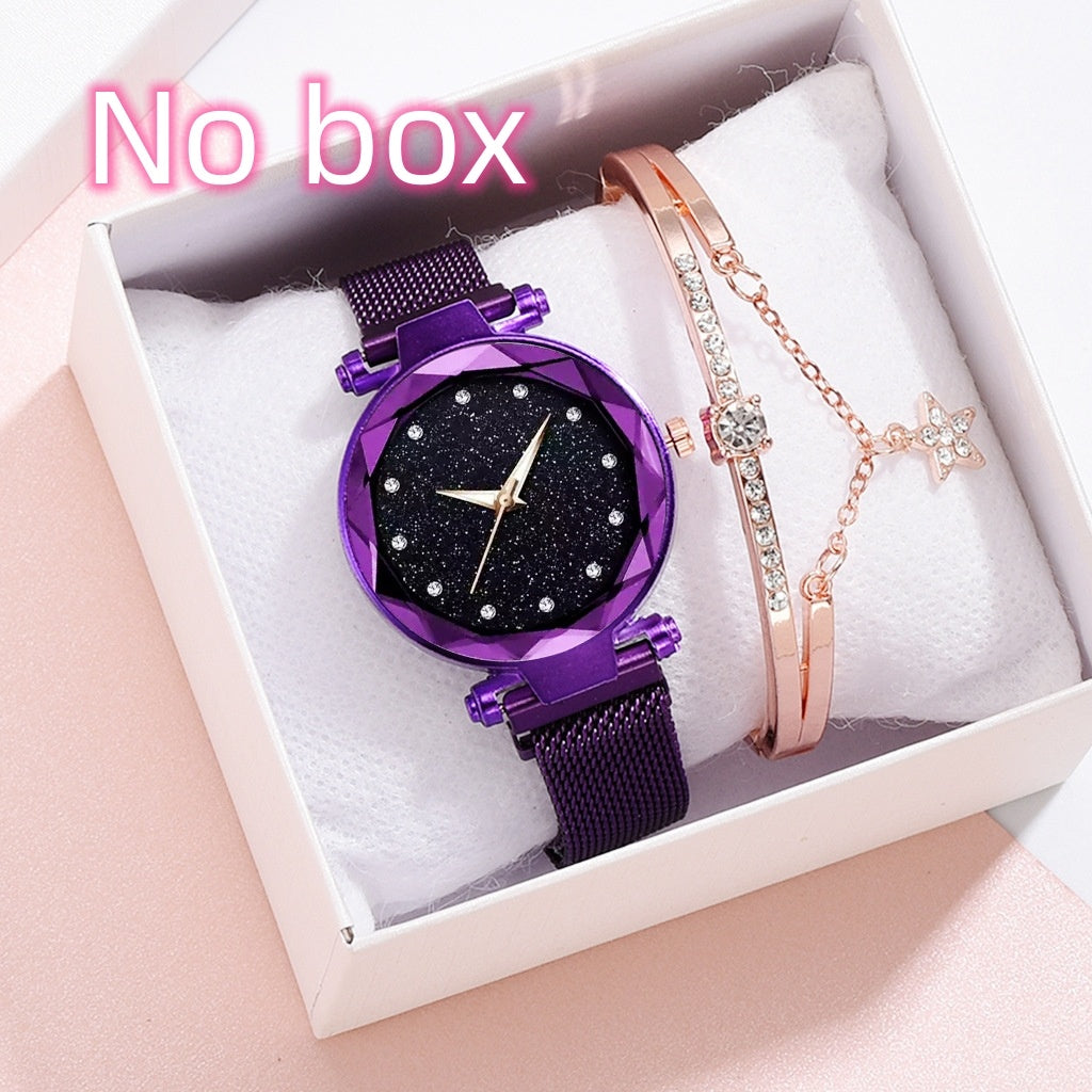Luxury Women Watches Bracelet Set Fashion Elegant Magnet Buckle Ladies Starry Sky Watch Set Relogio Dujana147