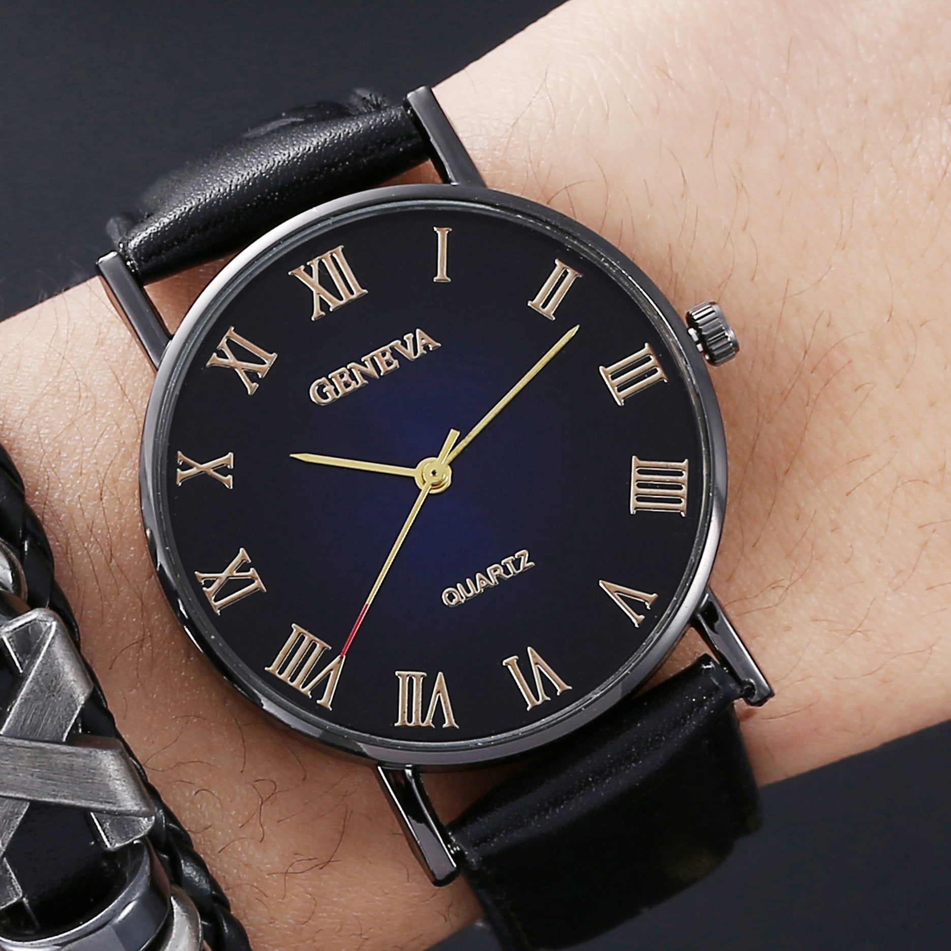 Leather Belt Men's Watch Fashion Business Gift Set Dujana147