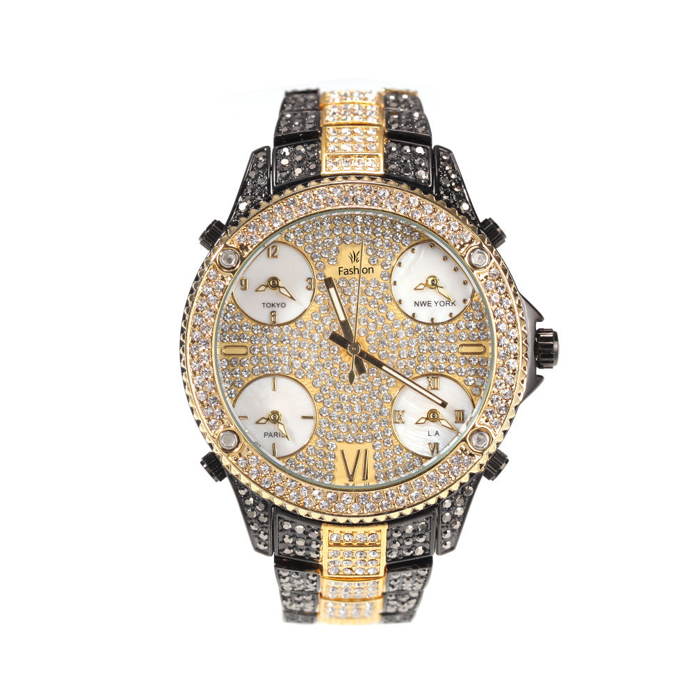 New Full Diamond Large Dial Hip-hop Men's Watches Dujana147